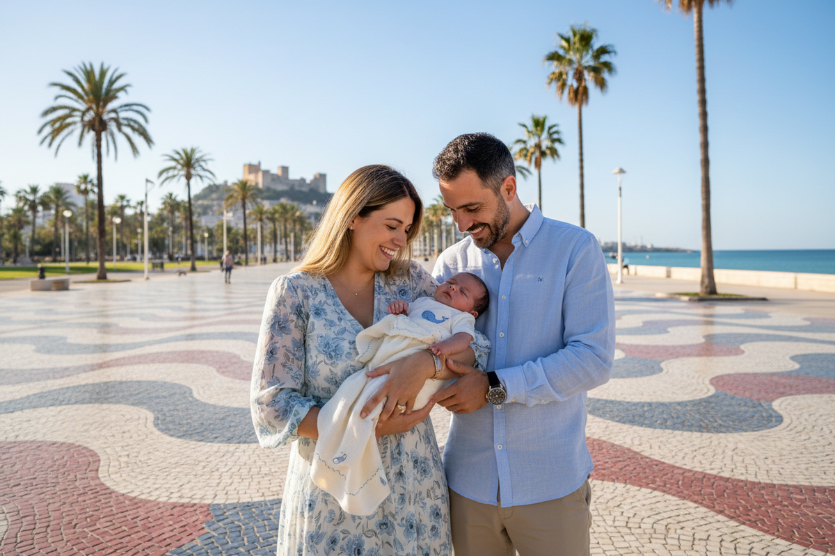 Matrimonio con un bebé en la ciudad de alicante